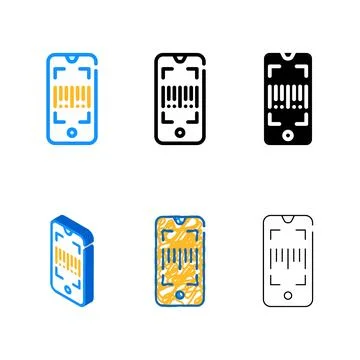 Barcode scanner application color icon simplified vector Illustrazione stock