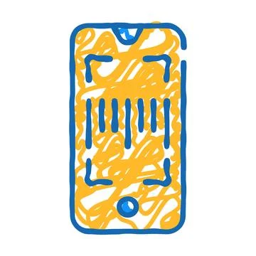 Barcode scanner application icon doodle illustration Stock Illustration