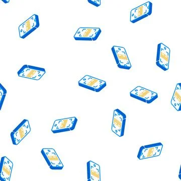 Barcode scanner application isometric icon seamless pattern Stock Illustration