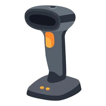 Barcode scanner in a cartoon style providing data capture for retail, inventory Stock-Illustration