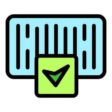 Barcode scanner confirming successful scan with green checkmark Stock-Illustration