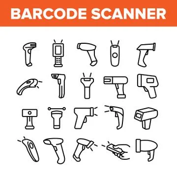 Barcode Scanner Device Collection Icons Set Vector Illustrazione stock