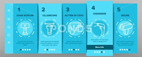 Barcode Scanner Device Onboarding Icons Set Vector Illustrazione stock