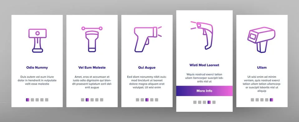 Barcode Scanner Device Onboarding Icons Set Vector Stock-Illustration