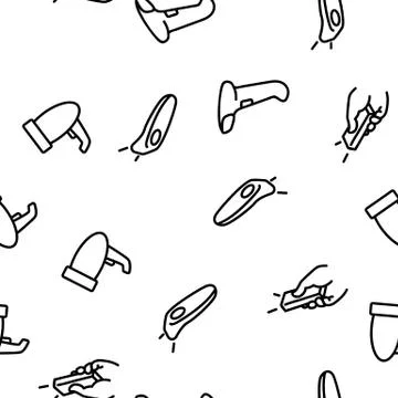Barcode Scanner Device Vector Seamless Pattern Stock Illustration