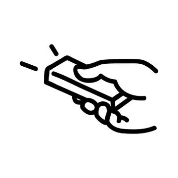 Barcode scanner in hand icon vector outline illustration Stock Illustration