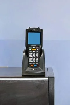 Barcode Scanner Handheld Laser Barcode Reader and Scanner at Charger Dock ... Stock-Fotos