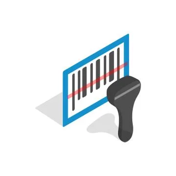 Barcode scanner icon, isometric 3d style Stock Illustration