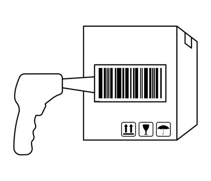 Barcode scanner icon. Package tracking vector. Warehouse logistics illustrati Illustrazione stock