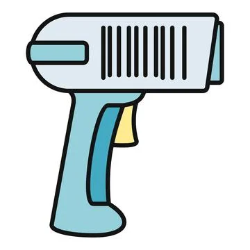 Barcode scanner icon reading retail product data Stock Illustration
