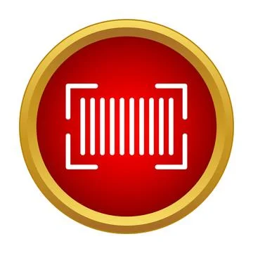 Barcode scanner icon red circle button Illustrazione stock