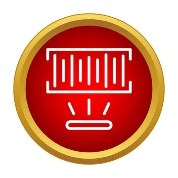 Barcode scanner icon scanning red golden label Illustrazione stock