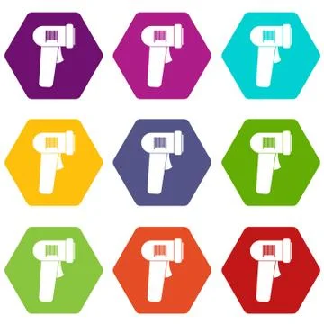 Barcode scanner icon set color hexahedron Stock-Illustration