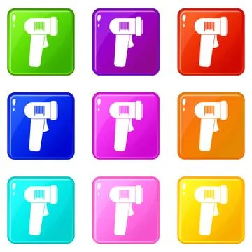 Barcode scanner icons 9 set Stock Illustration