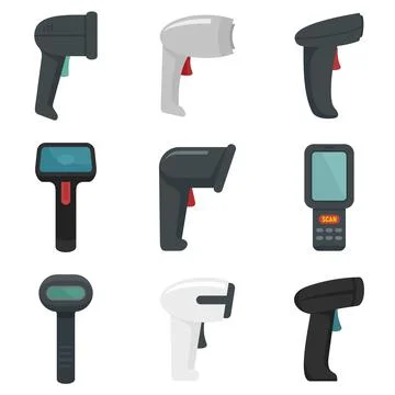 Barcode scanner icons set flat vector isolated Illustrazione stock