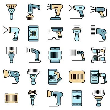 Barcode scanner icons vector flat Illustrazione stock