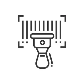 Barcode scanner - line design single isolated icon Stock Illustration