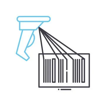 Barcode scanner line icon, outline symbol, vector illustration, concept sign Stock Illustration
