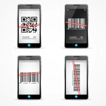 Barcode Scanner Mobile Set. Vector Illustrazione stock