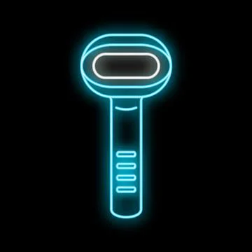 Barcode scanner neon blue glowing icon Stock Illustration
