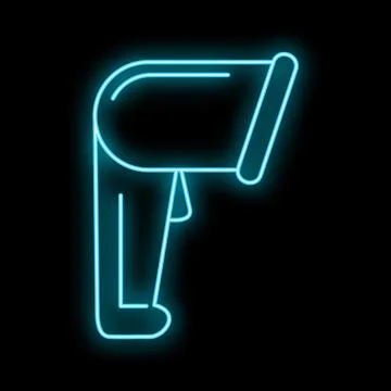 Barcode scanner neon blue glowing digital icon Stock Illustration