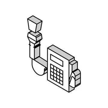 Barcode scanner with pos terminal isometric icon vector illustration Illustrazione stock