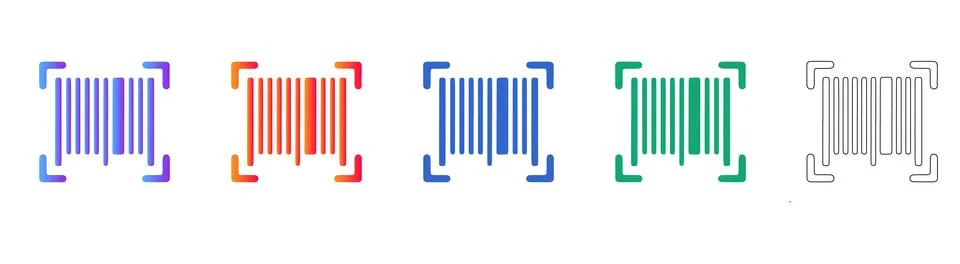 Barcode scanner product identification icon set Stock Illustration