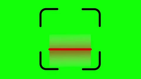 Barcode scanner, QR code. Isolated on green background. Closeup. 4K Stock Footage 244317630