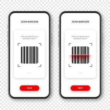 Barcode scanner, reader app for smartphone. Identification tracking code. Serial Illustrazione stock