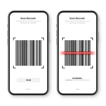 Barcode scanner, reader app for smartphone. Identification tracking code. Serial Stock Illustration