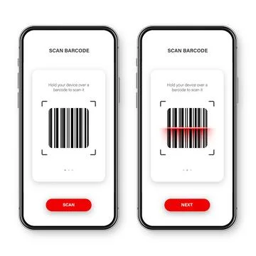 Barcode scanner, reader app for smartphone. Identification tracking code. Serial Stock Illustration