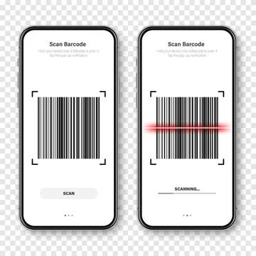 Barcode scanner, reader app for smartphone. Identification tracking code. Serial Illustrazione stock