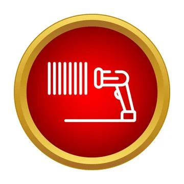 Barcode scanner reading product code in a red circle Stock-Illustration