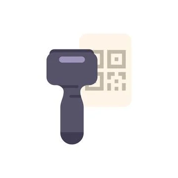 Barcode scanner reading a qr code for inventory management Stock Illustration