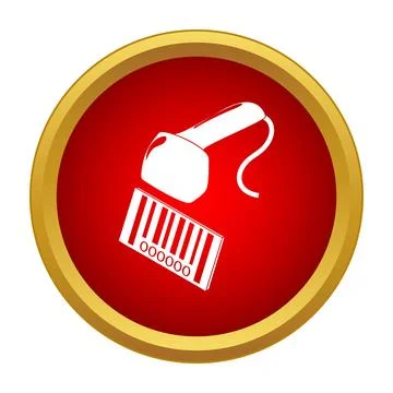 Barcode scanner scanning product symbol with golden border Stock-Illustration