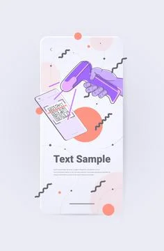 Barcode scanner scanning QR code on smartphone screen electronic digital Stock Illustration
