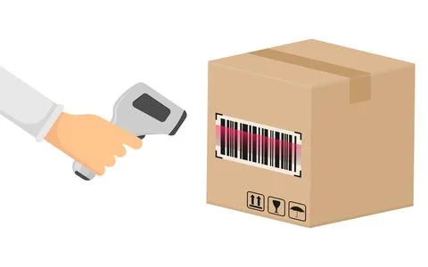 Barcode scanner vector. Package tracking illustration. Warehouse inventory ma Stock-Illustration