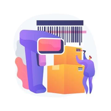 Barcode scanning abstract concept vector illustration. Illustrazione stock