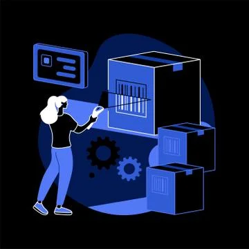Barcode scanning abstract concept vector illustration. Illustrazione stock