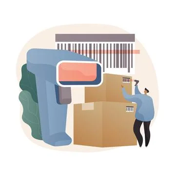 Barcode scanning abstract concept vector illustration. Stock Illustration