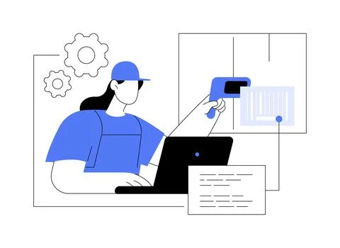 Barcode scanning abstract concept vector illustration. Stock Illustration