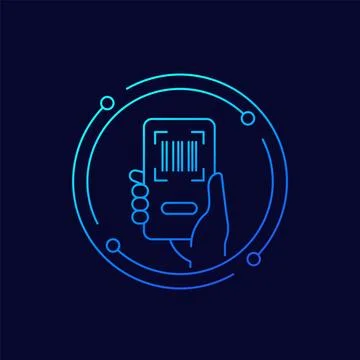 Barcode scanning app in phone icon, linear design Stock-Illustration