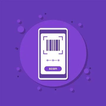 Barcode scanning app in phone vector icon Stock Illustration
