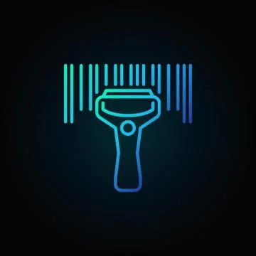 Barcode scanning blue vector icon Illustrazione stock