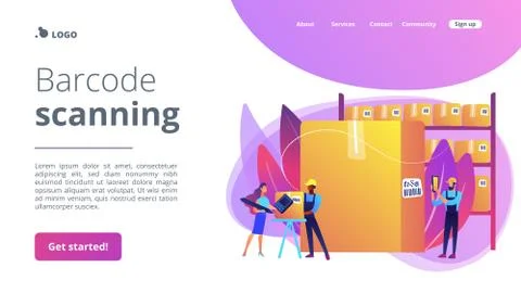 Barcode scanning concept landing page Stock Illustration