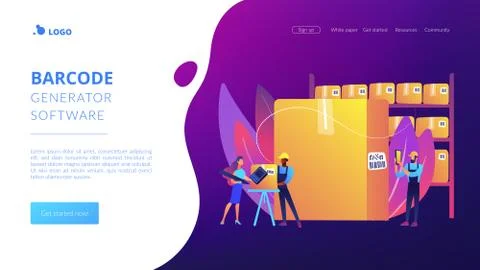 Barcode scanning concept landing page Illustrazione stock