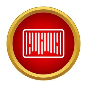 Barcode scanning data information in circular red button Stock Illustration