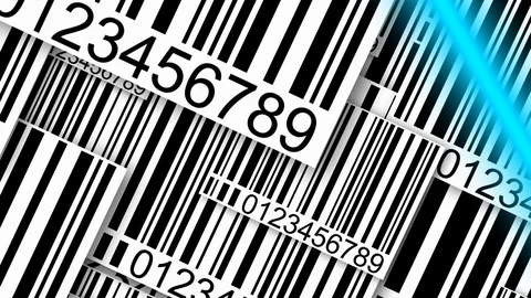 Barcode scanning with a diagonal blue light Stock Footage 115823285