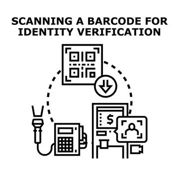 Barcode scanning for identity verification and digital payment 스톡 일러스트
