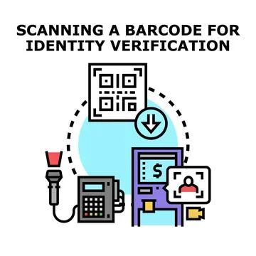Barcode scanning for identity verification and digital payment Illustration